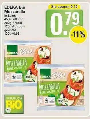 WEZ Edeka Bio Mozzarella Angebot