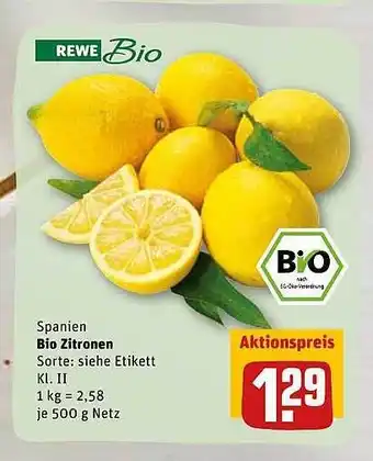 REWE Rewe Bio Spanien Bio Zitronen Angebot