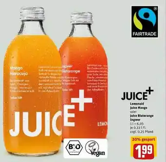 REWE Lemonaid Juice Mango Oder Juice Bluterange Ingwer Angebot