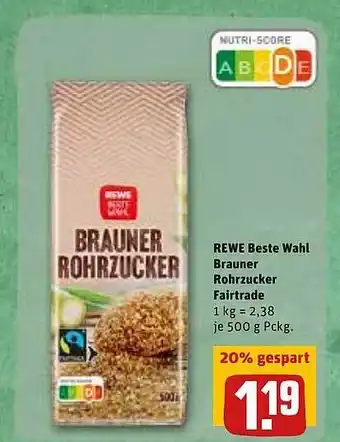 REWE Rewe Beste Wahl Brauner Rohrzucker Fairtrade Angebot