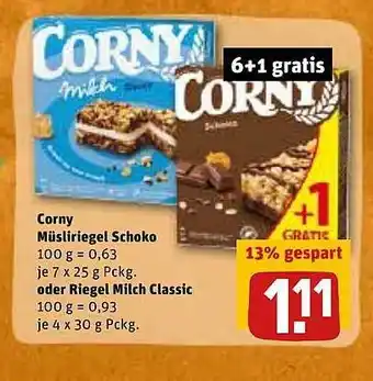 REWE Corny Müsliriegel Schoko Oder Riegel Milch Classic Angebot