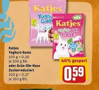 REWE Katjes Yoghurt-gums Oder Grün Ohr Hase Zuckerreduziert Angebot