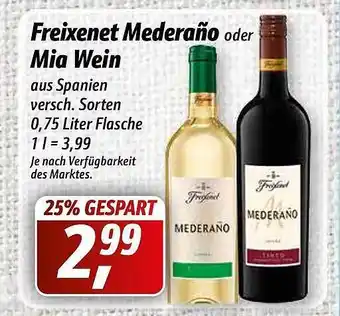 Simmel Freixenet Mederaño Oder Mia Wein Angebot