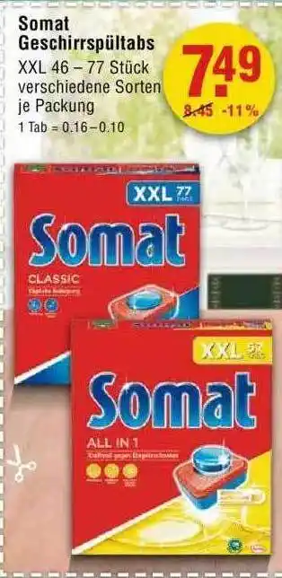 V Markt Somat Geschirrspültabs Angebot