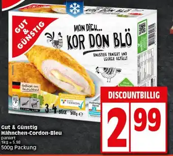 Elli Markt Gut & Günstig Hähnchen Cordon Bleu 500g Packung Angebot