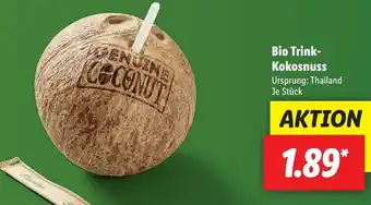 Lidl Bio Trink Kokosnuss Angebot