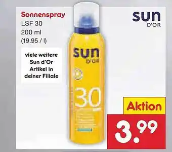 Netto Marken-Discount Sonnenspray Lsf30 Sun D'or Angebot