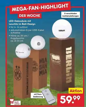 Netto Marken-Discount Led-dekosäule Mit Leuchte Im Ball-design Angebot