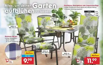 Netto Marken-Discount Hochlehner, Niedriglehner Oder Liegestuhlauflage Oder Sitzkissen 4er-set Angebot