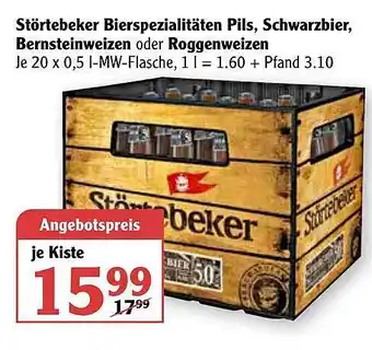 Globus Störtebeker Bierspezialitäten Pils, Schwarzbier, Bernsteinweizen Oder Roggenweizen Angebot