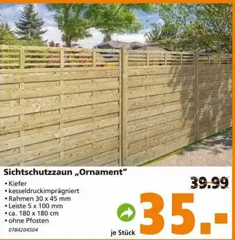 Globus Baumarkt Sichtschutzzaun „ornament“ Angebot