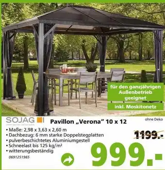 Globus Baumarkt Sojag Pavillon Verona Angebot