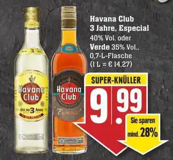 Scheck-in-Center Havana Club 3 Jahre, Especial Oder Verde Angebot