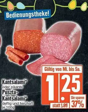 Edeka Kantsalami Oder Pikantje Puszta Kantsalami Angebot