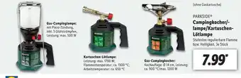 Lidl Parkside Campingkocher/-lampe/Kartuschen-Lötlampe Angebot