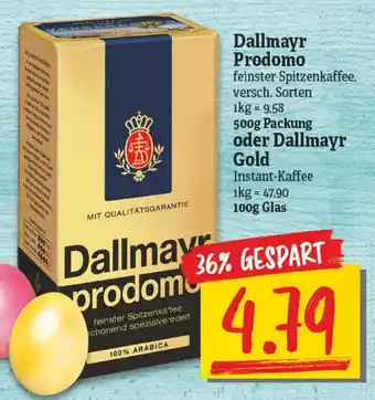 NP Discount Dallmayr Prodomo 500g Packung oder Dallmayr Gold 100g Glas Angebot