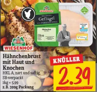 NP Discount Wiesenhof Hähnchenbrust mit Haut und Knochen 399g Packung Angebot