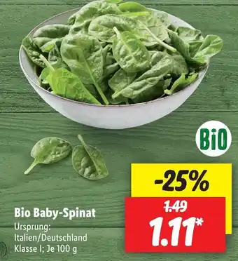 Lidl Bio Baby-Spinat 100g Angebot