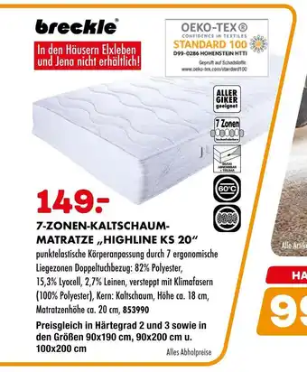 Möbel Kraft Breckle 7-zonen-kaltschaummatratze „highline ks 20“ Angebot