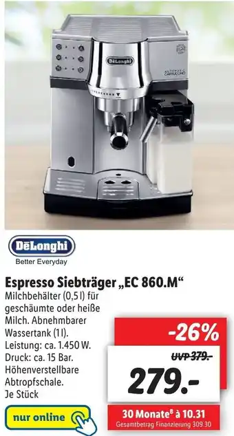 Lidl DēLonghi Espresso Siebträger ,,EC 860.M" Angebot