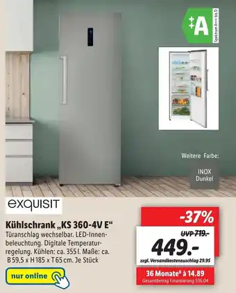 Lidl exquisit Kühlschrank ,,KS 360-4V E" Angebot