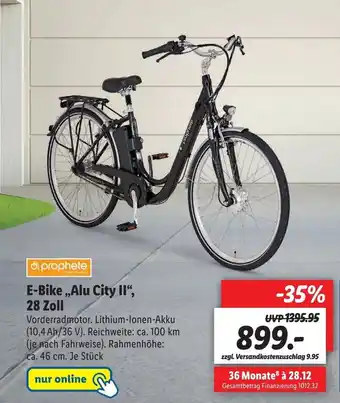 Lidl prophete E-Bike ,,Alu City II", 28 Zoll Angebot