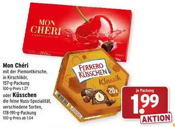 Wasgau Mon Cheri 157g oder Küsschen 178-191g Packung Angebot