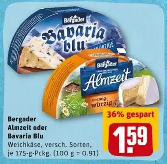 REWE City Bergader Almzeit oder Bavaria Blu 175g Angebot