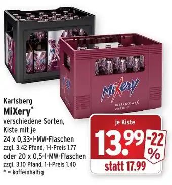 Wasgau Karlsberg Mixery 24x0,33L/20x0,5L-MW-Flaschen Angebot