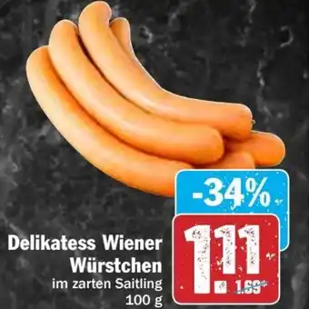 Hit Delikatess Wiener Würstchen 100g Angebot