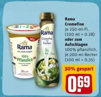 REWE City Rama Cremefine 250ml oder zum Aufschlagen 200ml Becher Angebot