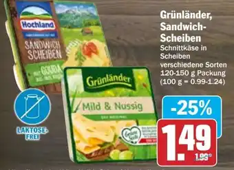 Hit Grünländer, Sandwich Scheiben 120-150g Packung Angebot