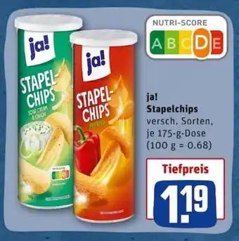 REWE City ja! Stapelchips 175g Angebot