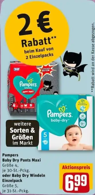 REWE City Pampers Baby Dry Pants Maxi oder Baby Dry Windeln Einzelpack Angebot