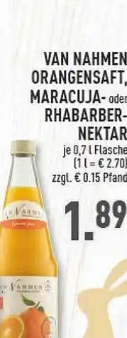 Marktkauf Van Nahmen Orangensaft, Maracuja- Oder Rhabarber-nektar Angebot