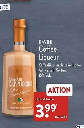 Aldi Nord Ravini Coffee Liqueur Angebot