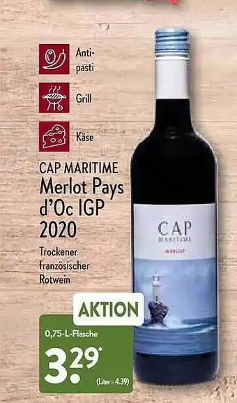 Aldi Nord Cap Maritime Merlot Pays D'oc Igp 2020 Angebot