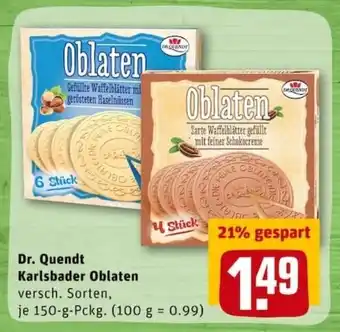 REWE City DR. Quendt Karlsbader Oblaten 150g Angebot