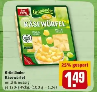 REWE City Grünländer Käsewürfel 120g Angebot