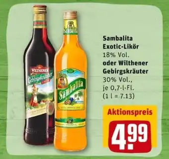 REWE City Sambalita Exotic-Likör oder Wilthener Gebirgskräuter 0,7L Angebot