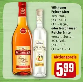 REWE City Wilthener Feiner Alter 0,7L oder Nordhäuser Reiche Ernte 0,5L Angebot