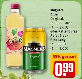 REWE City Magners Cider 0,33L oder Katlenburger Apfel Cider Pink Lady 0,33L Angebot