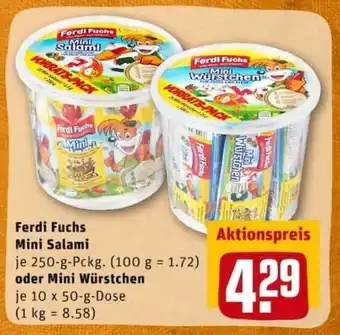 REWE City Ferdi Fuchs Mini Salami 250g oder Mini Würstchen 10x50g Angebot