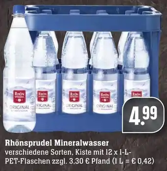 Edeka Neukauf Rhönsprudel Mineralwasser 12x1L PET Flaschen Angebot