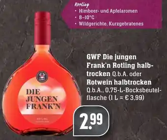 Edeka Neukauf GWF Die Jungen Frank'n Rotling halbtrocken oder Rotwein halbtrocken 0,75L Angebot