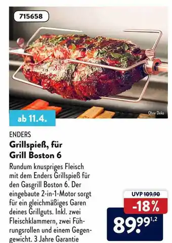 Aldi Nord Enders Grillspieß, Für Grill Boston 6 Angebot