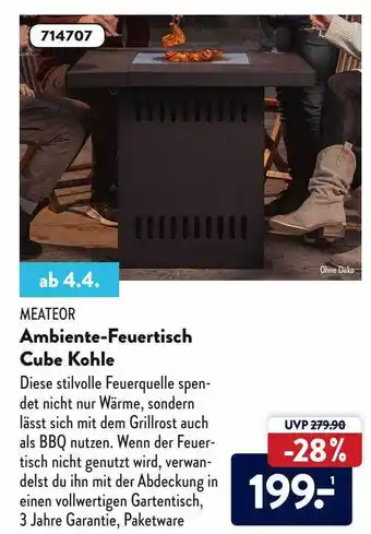 Aldi Nord Meateor Ambiente-feuertisch Cube Kohle Angebot