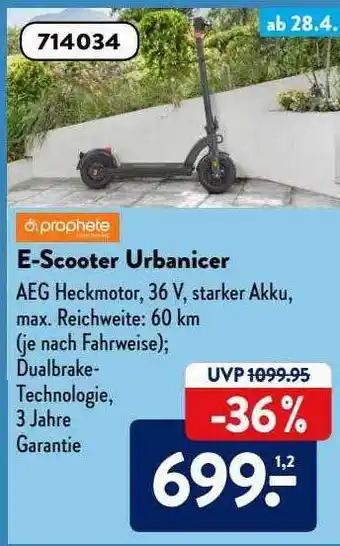 Aldi Süd E-scooter Urbanicer Prophete Angebot