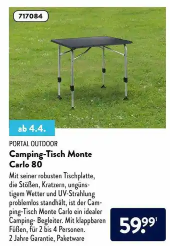 Aldi Nord Portal Outdoor Camping-tisch Monte Carlo 80 Angebot