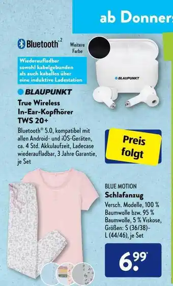 Aldi Süd Blaupunkt True Wireless In-ear Kopfhörer Tws 20+ Oder Blue Motion Schlafanzug Angebot